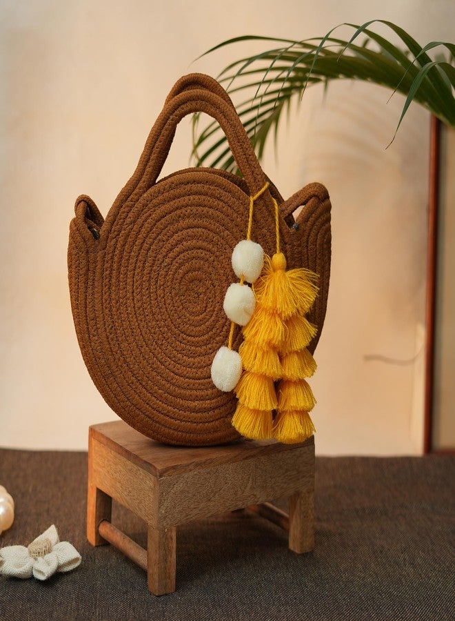 Ariya Women Sling Bag with Tassel Charm (4063 | Brown) Handcrafted PP & Cotton Blend Shoulder Purse, Perfect for Ladies & Girls, Lightweight Crossbody Bag for Daily Use, Casual, Travel & All Occasions - Image 2